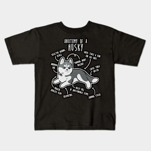 Grey Siberian Husky Dog Anatomy Kids T-Shirt